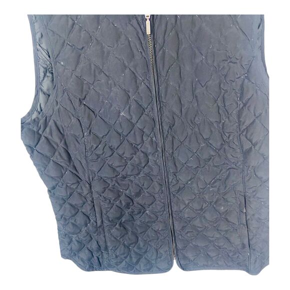 Eddie Bauer Womens Zip Quilted Goose Down Vest Winter Jacket Dark Blue Large - Picture 10 of 10